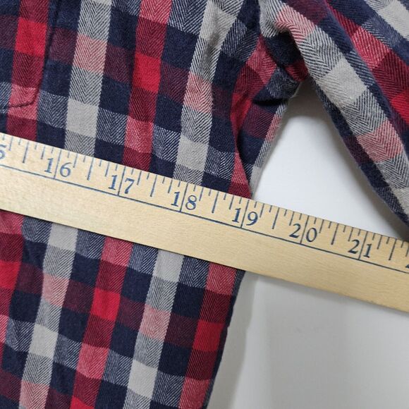 Ergo Flannel Shirt Mens Small Red Blue White Plaid Button Up 100% Cotton Outdoor - Picture 6 of 8